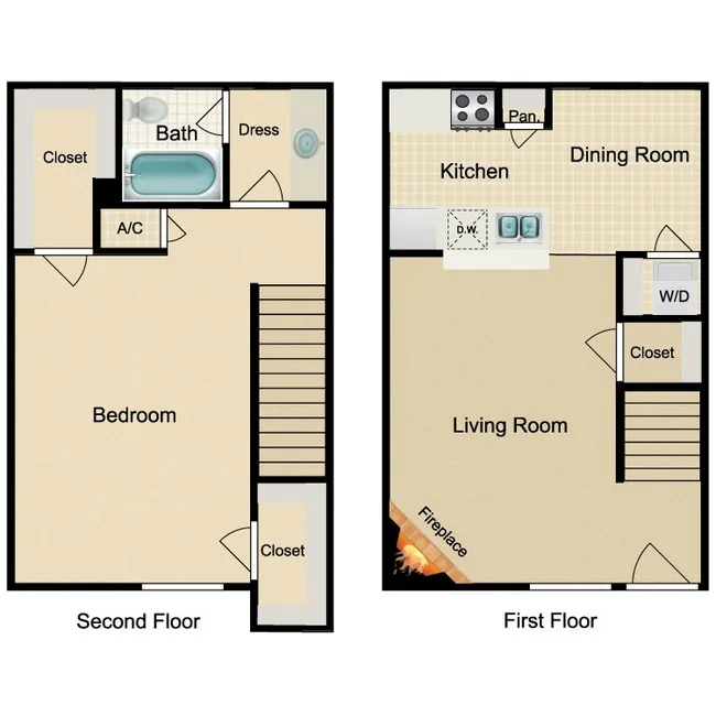 1 Bed • 1 Bath 2611 floor plan